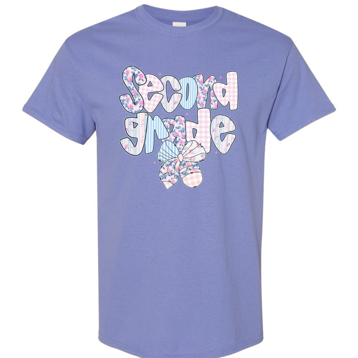 Floral Back to School Bubble Letters Second Grade