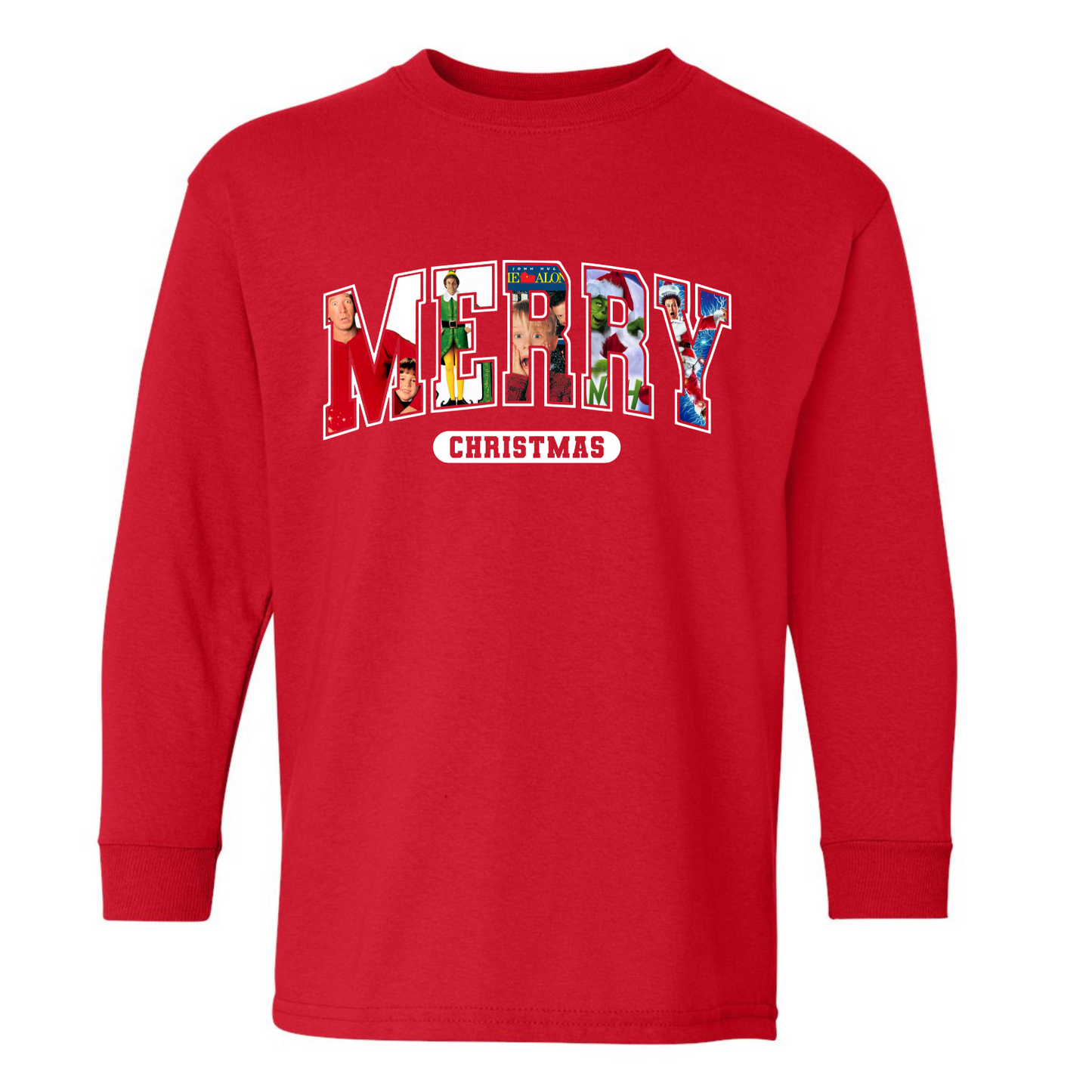 Christmas Classics "Merry" - Gildan Long Sleeve Red