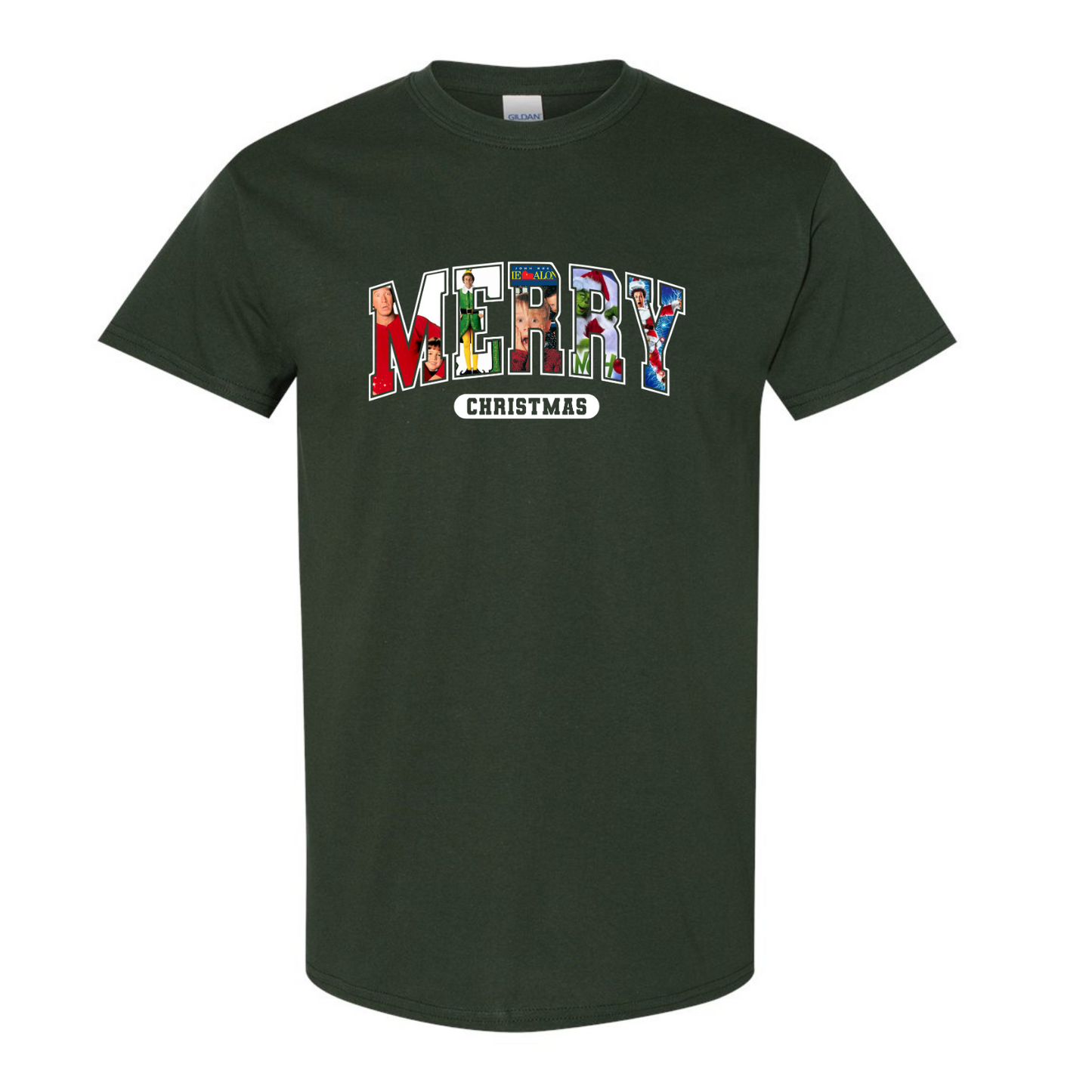 Christmas Classics "Merry" - Gildan Short Sleeve Forest