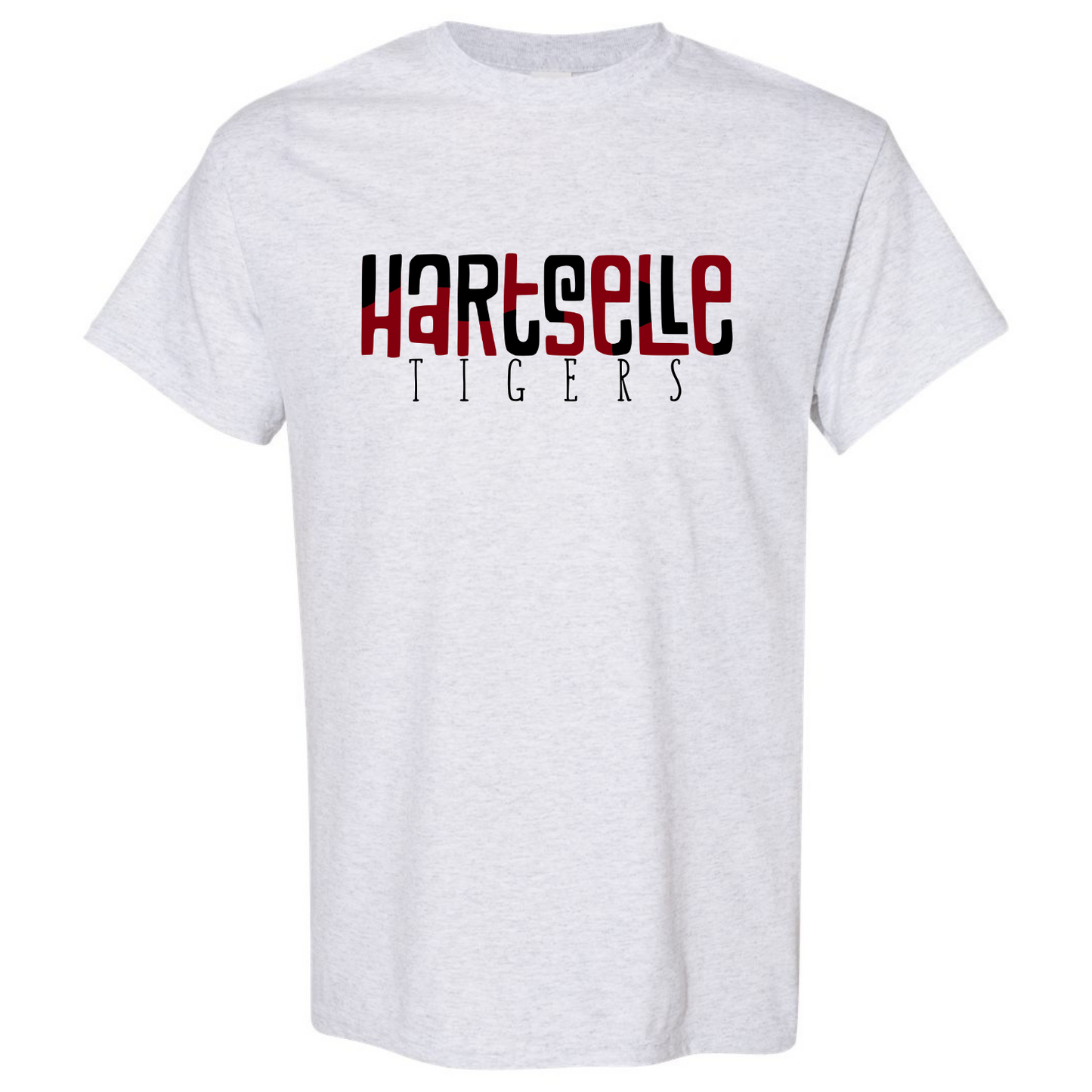 Hartselle Tigers Color Block - Gildan Ash Gray Short Sleeve