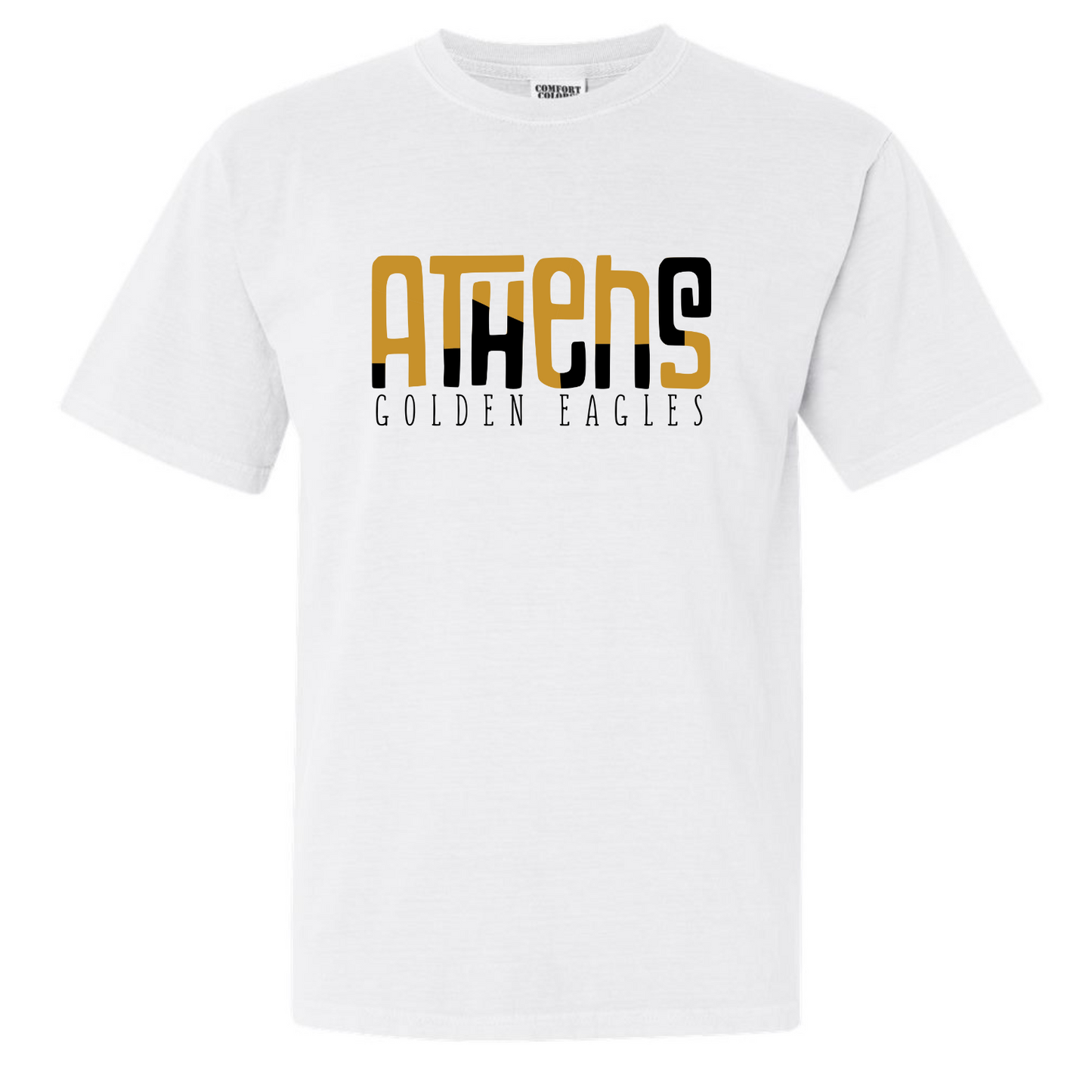 Athens Golden Eagles Color Block - Comfort Color White Short Sleeve