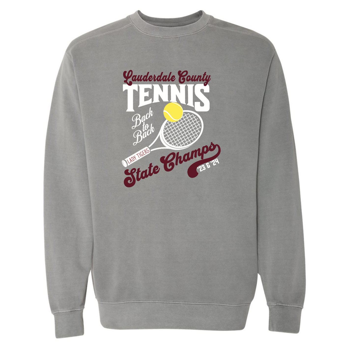 LCHS Tennis Racket Comfort Color Gray Sweatshirt