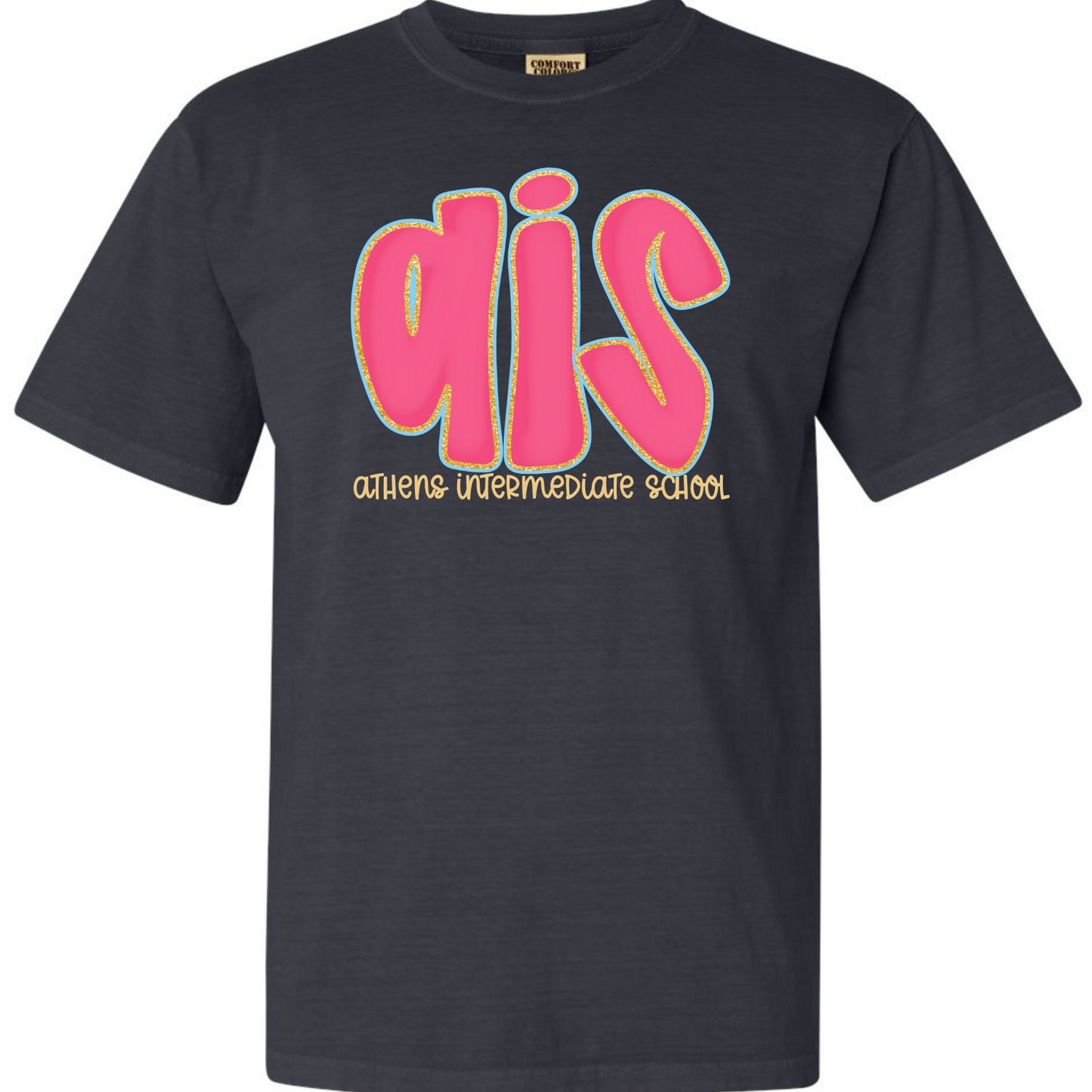Athens Intermediate Hot Pink Doodle Letters Short Sleeve Tees