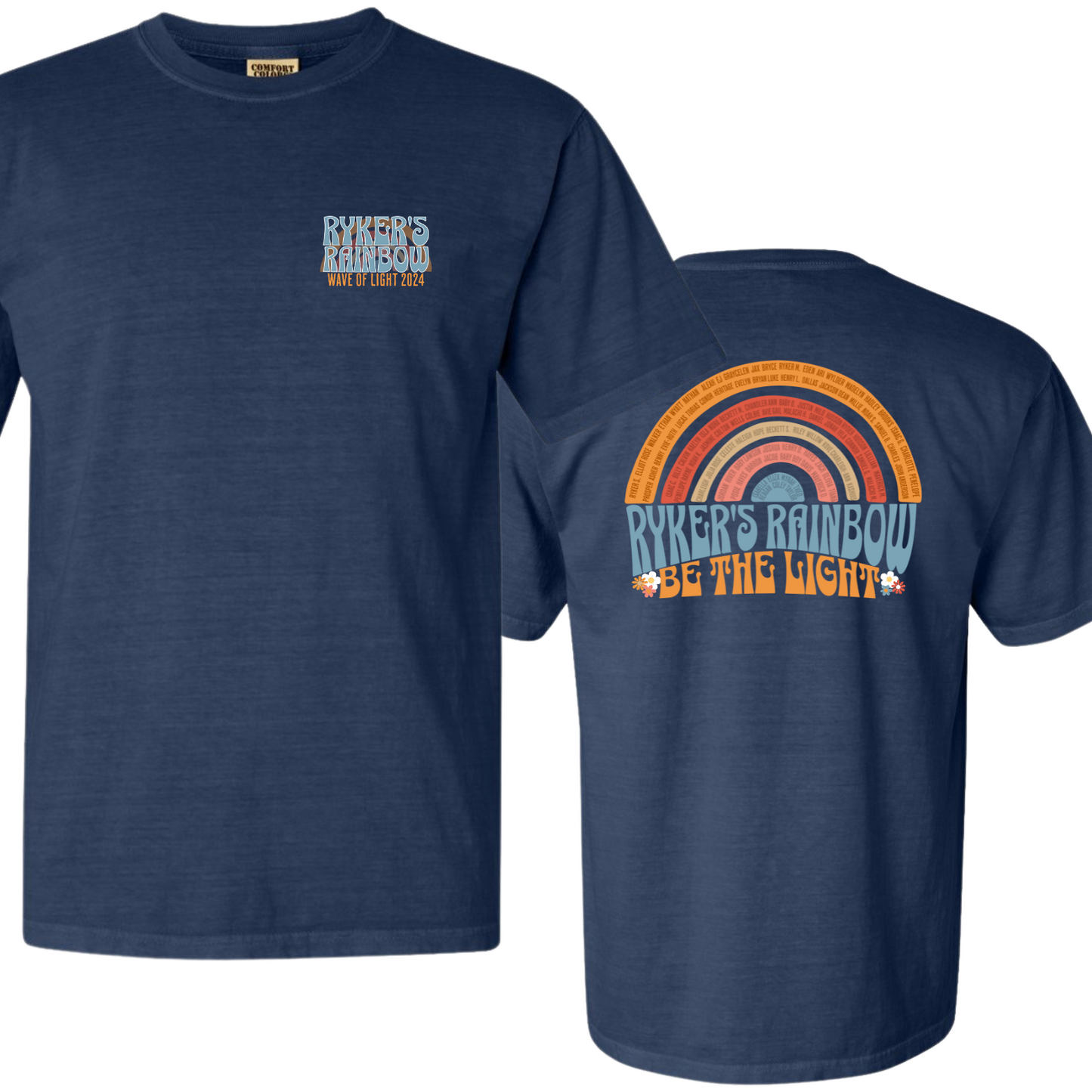 Ryker's Rainbow Wave of Light 2024 Comfort Color Midnight Tee
