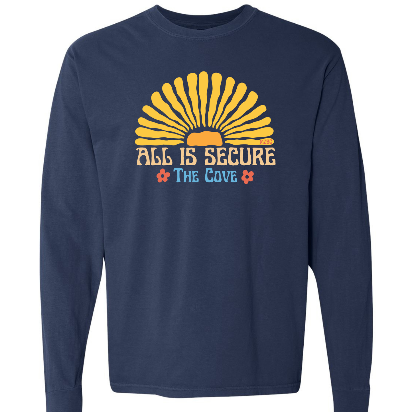 The Cove Sunburst Comfort Color Navy Long Sleeve