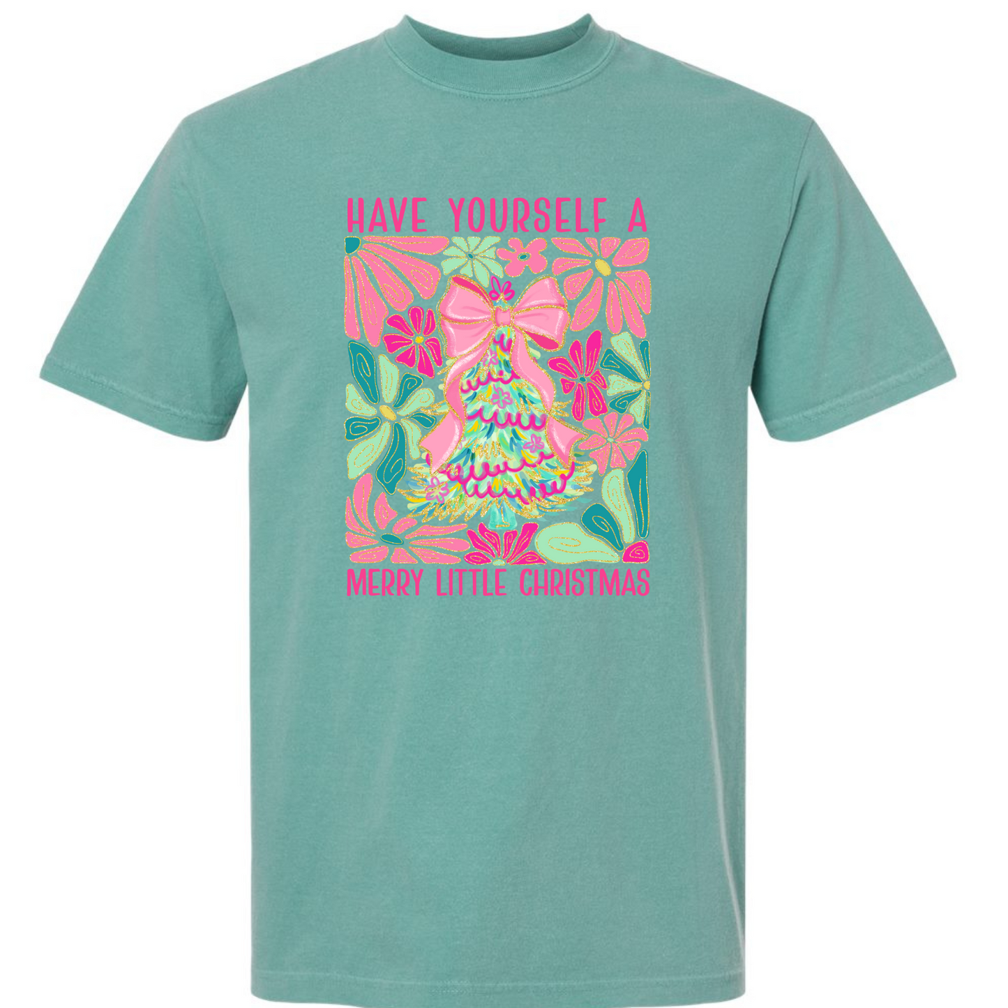 Have Yourself a Merry Little Christmas - Comfort Colors Seafoam Short Sleeve