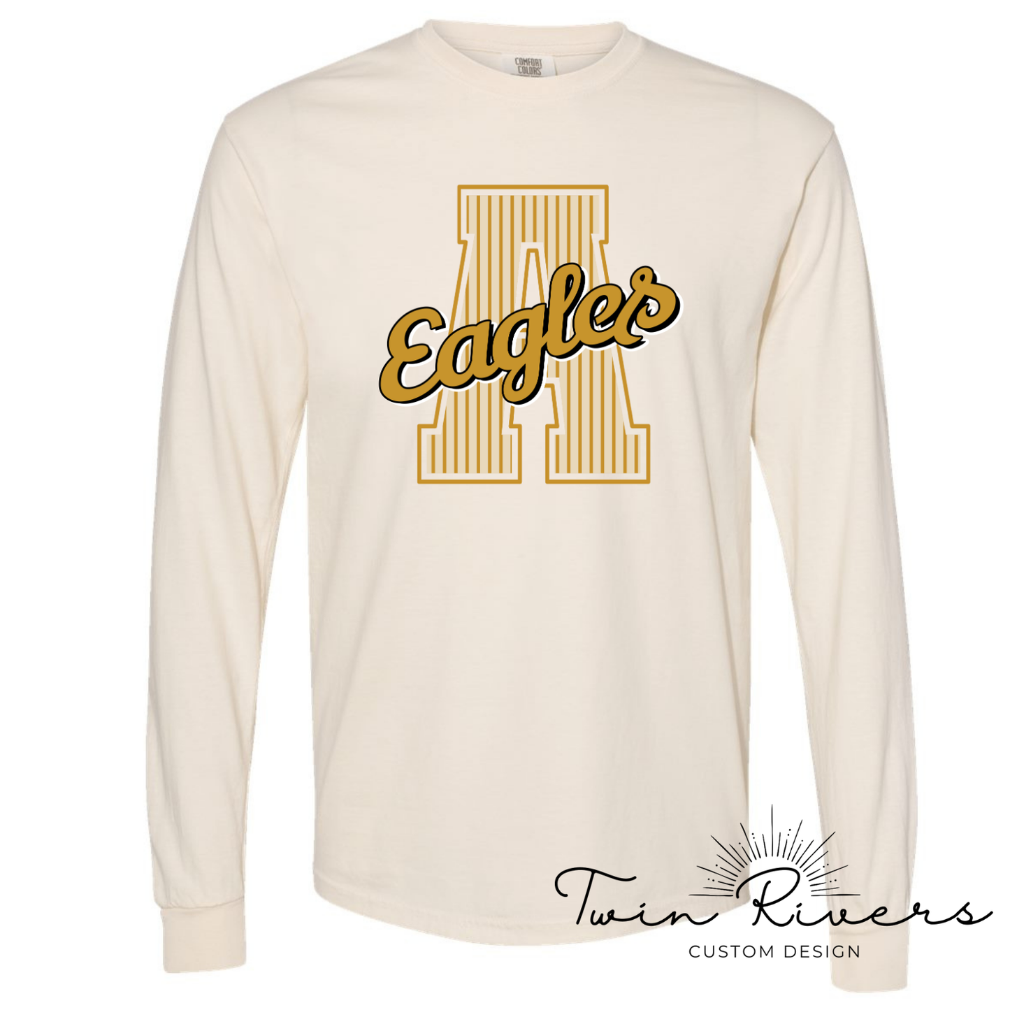 Athens Eagles Striped Varsity Letter Long Sleeve Tee
