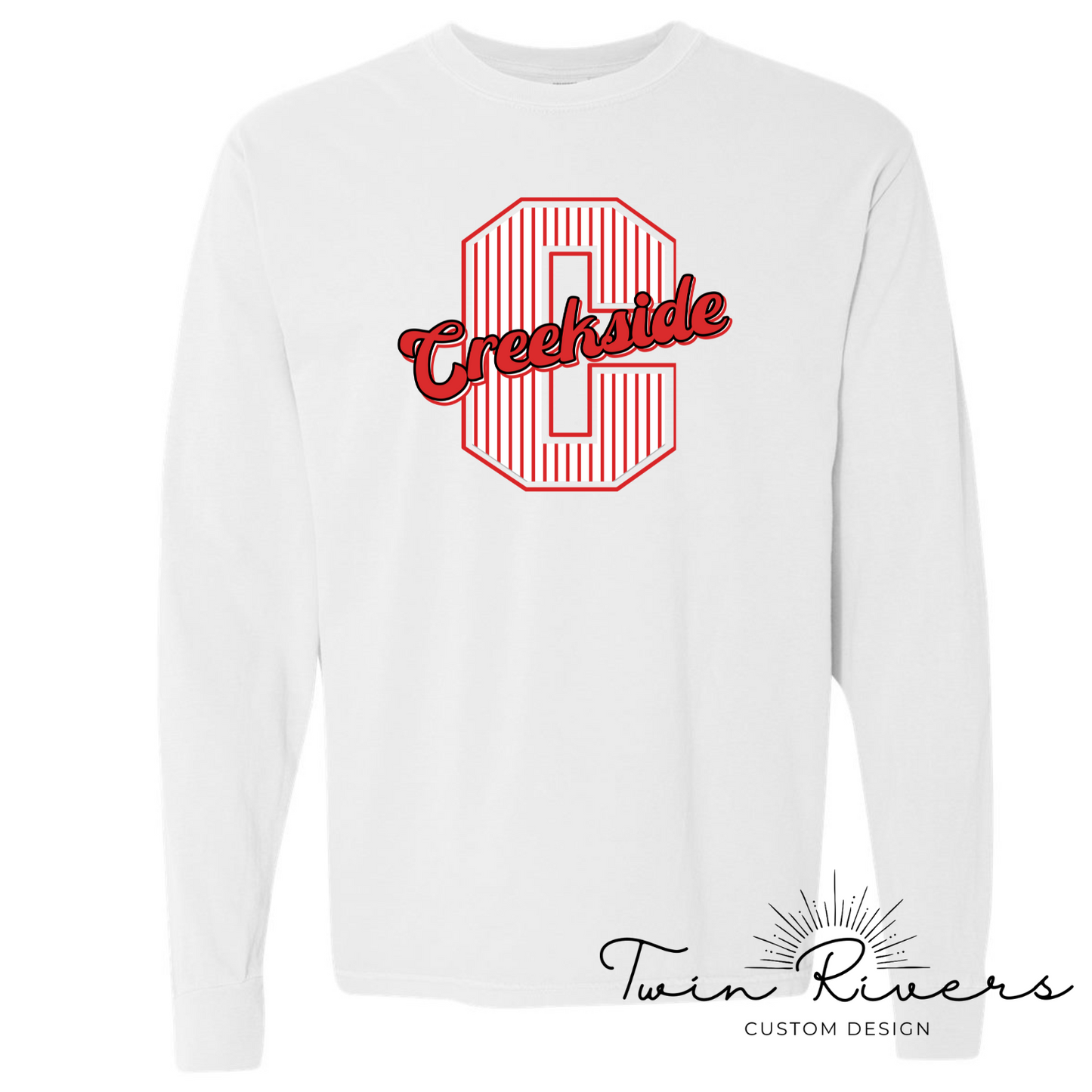 Creekside Striped Varsity Letter Long Sleeve Tees