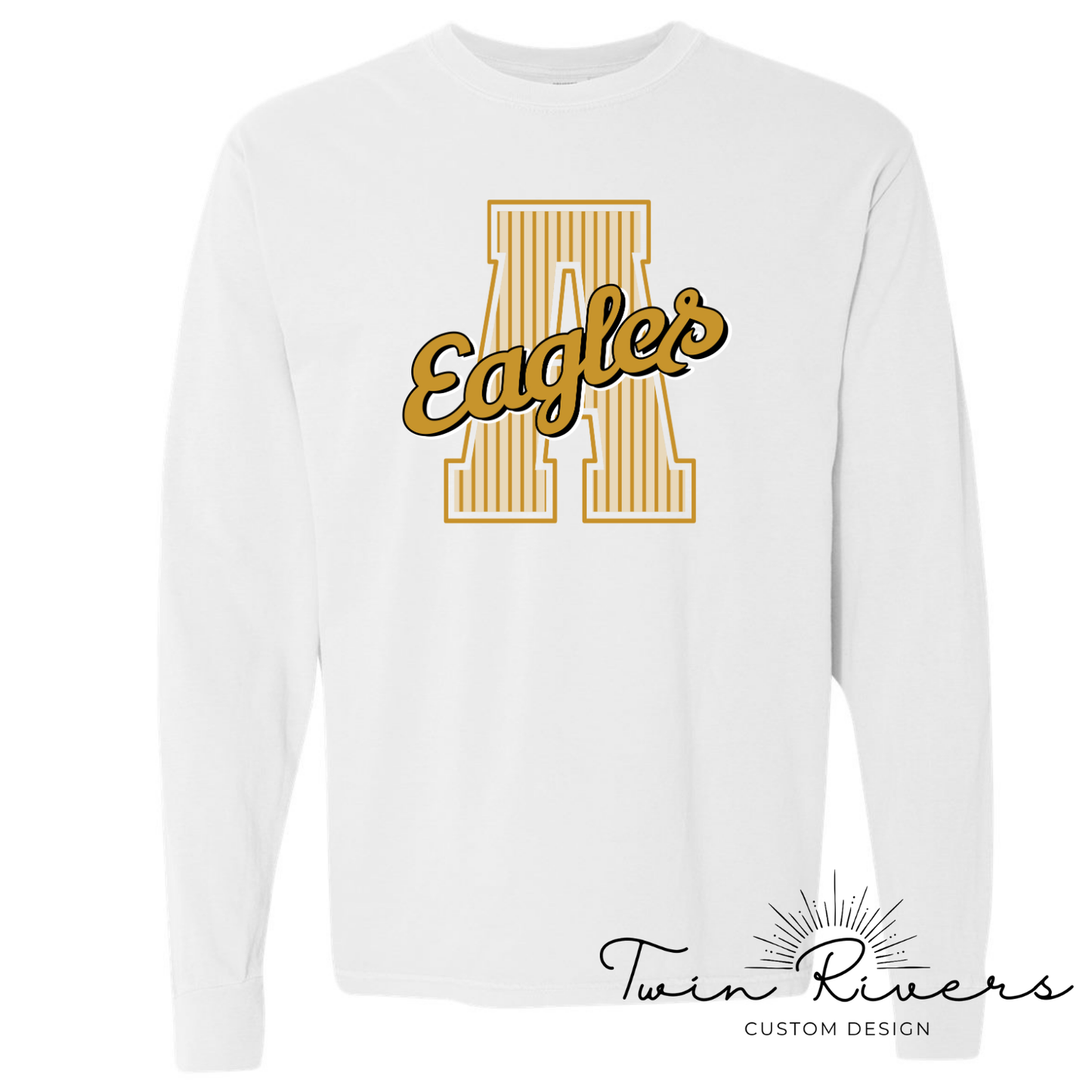 Athens Eagles Striped Varsity Letter Long Sleeve Tee