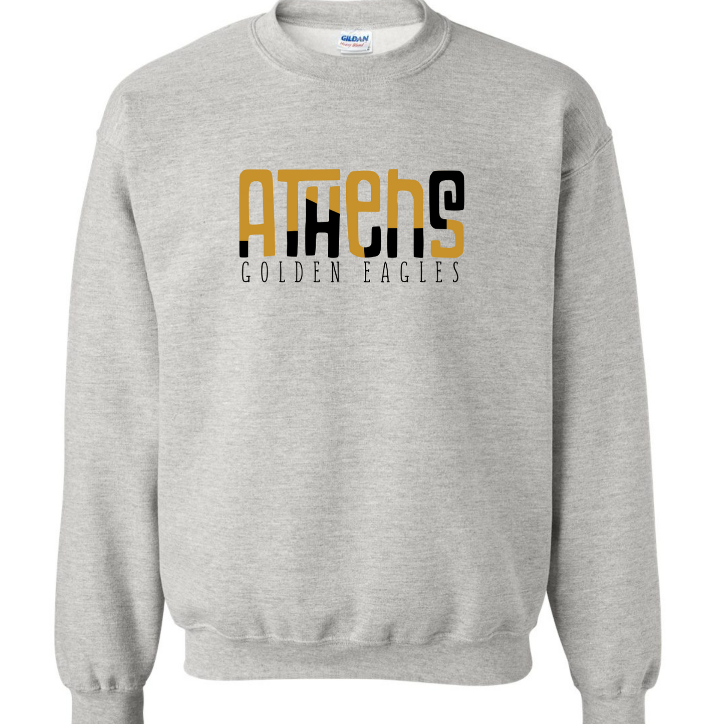 Athens Golden Eagles Color Block - Gildan Ash Gray Sweatshirt