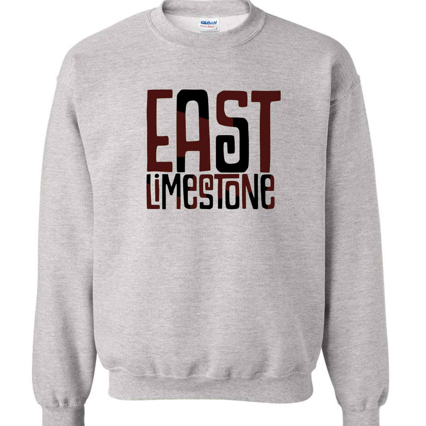 East Limestone Color Block - Gildan Ash Gray Sweatshirt