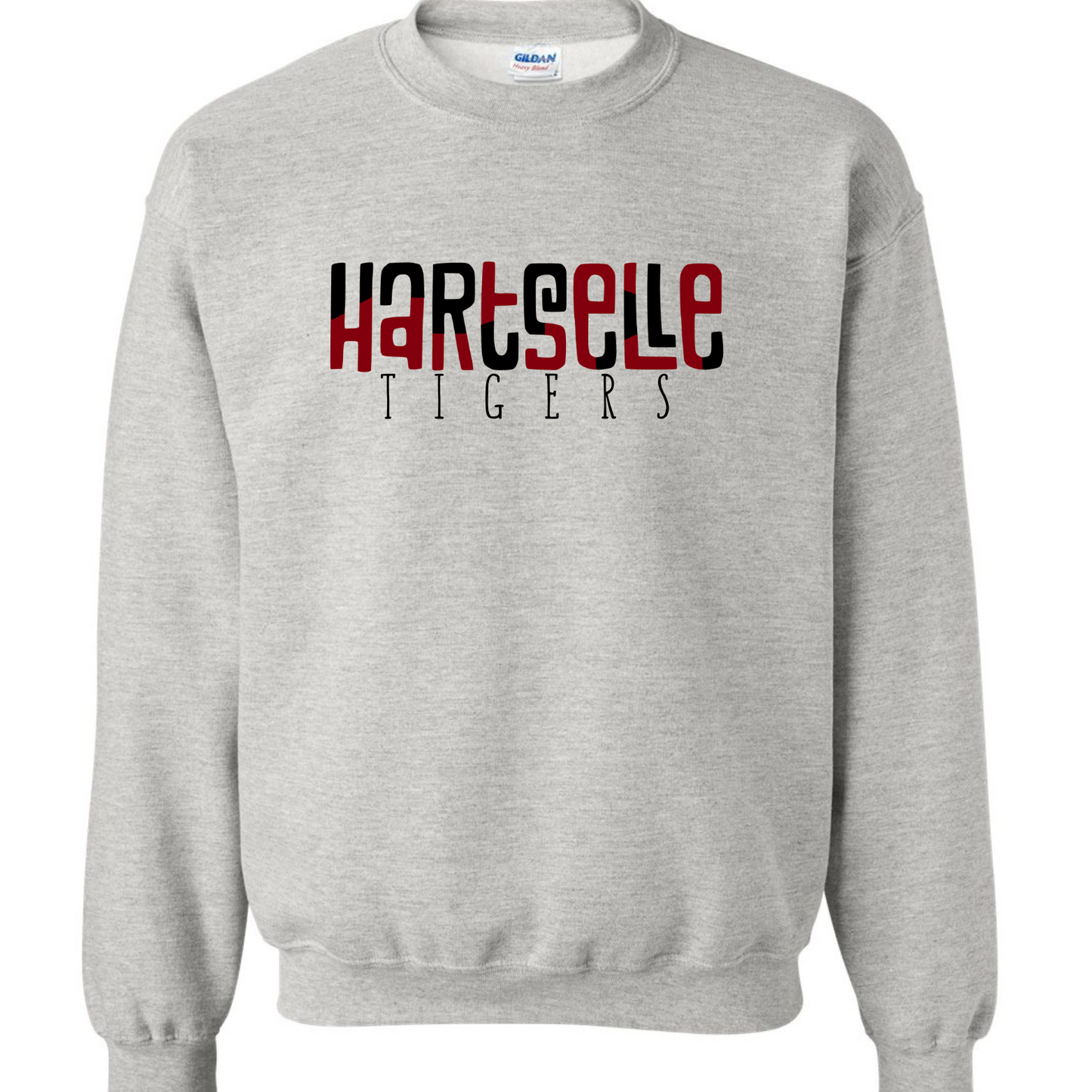 Hartselle Tigers Color Block - Gildan Ash Gray Sweatshirt