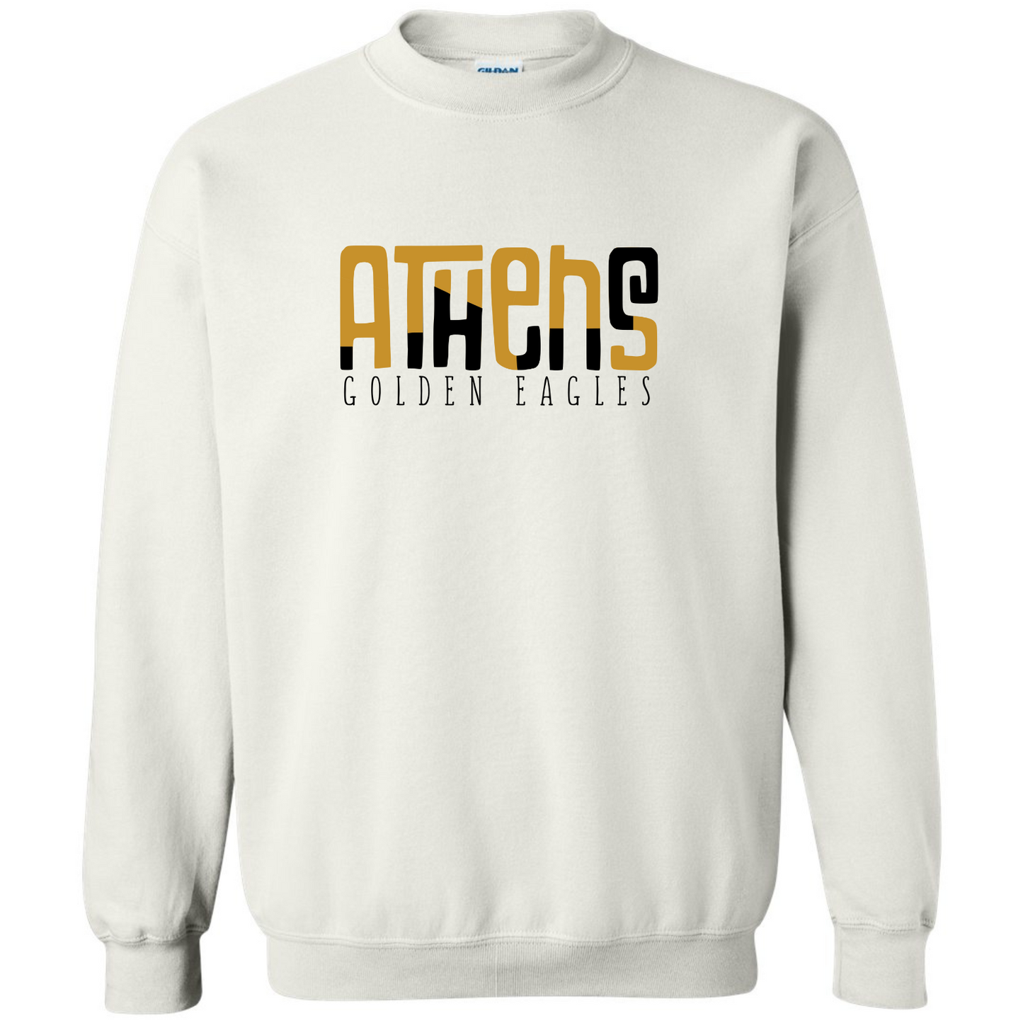 Athens Golden Eagles Color Block - Gildan White Sweatshirt