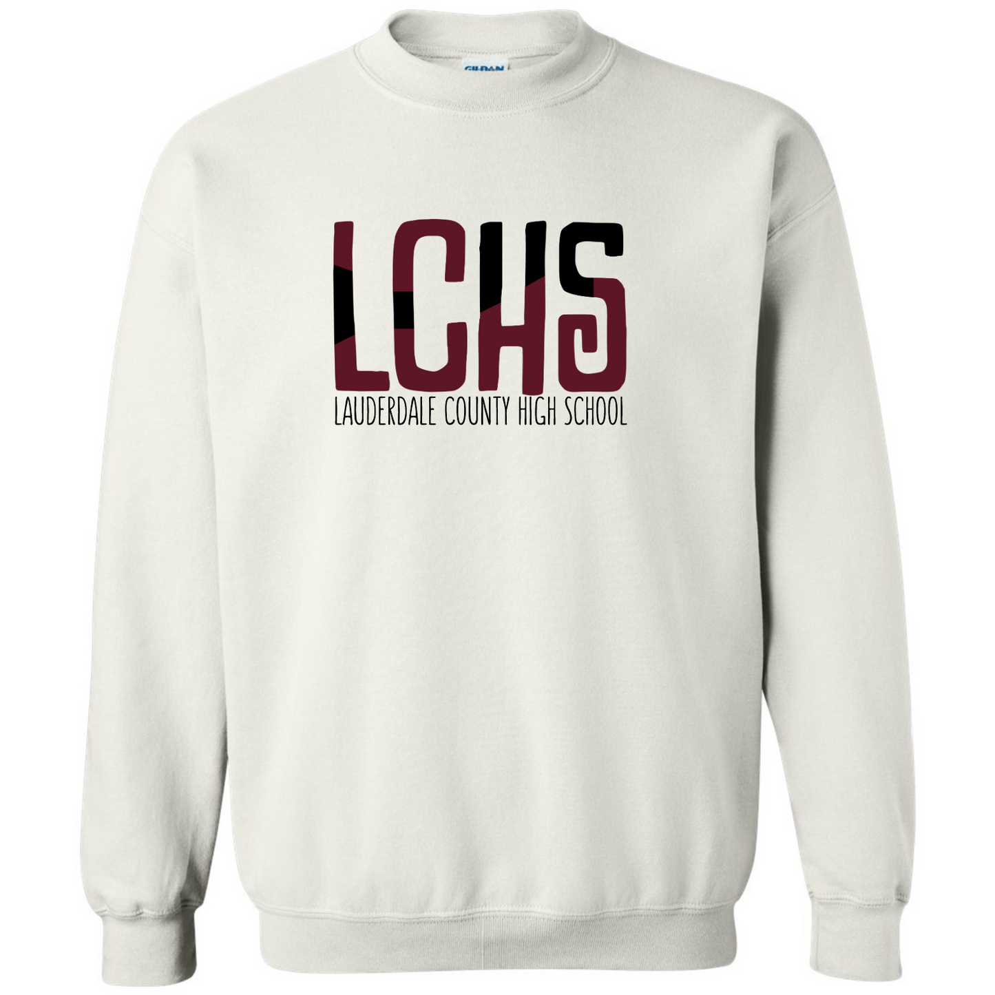 Lauderdale County Color Block - Gildan White Sweatshirt