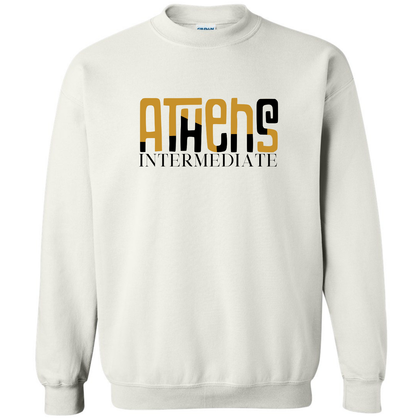 Athens Intermediate School Color Block - Gildan White Sweatshirt