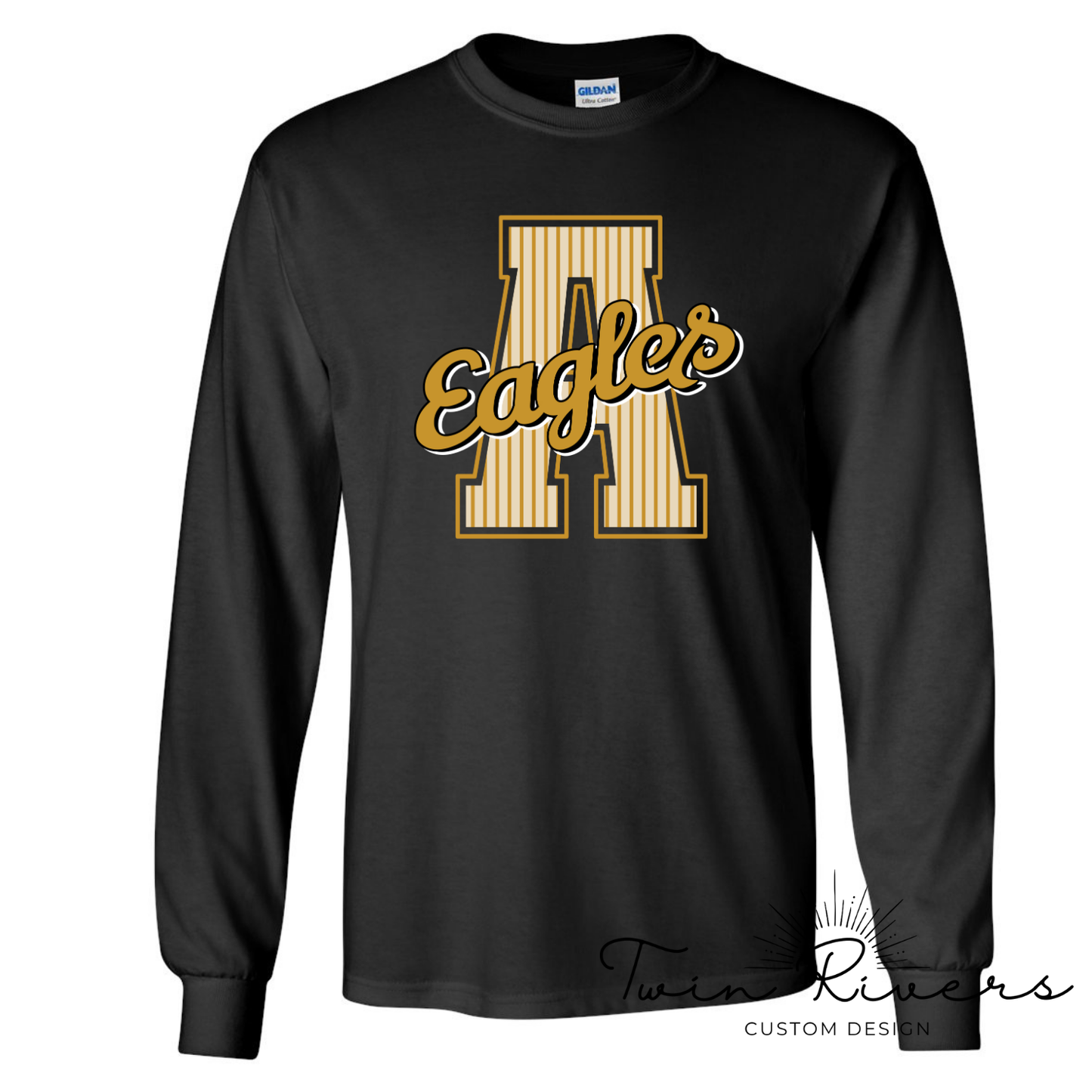 Athens Eagles Striped Varsity Letter Long Sleeve Tee