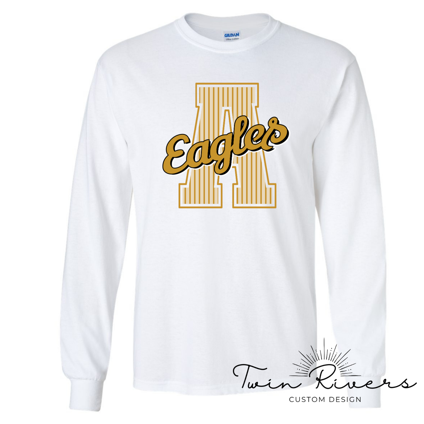 Athens Eagles Striped Varsity Letter Long Sleeve Tee