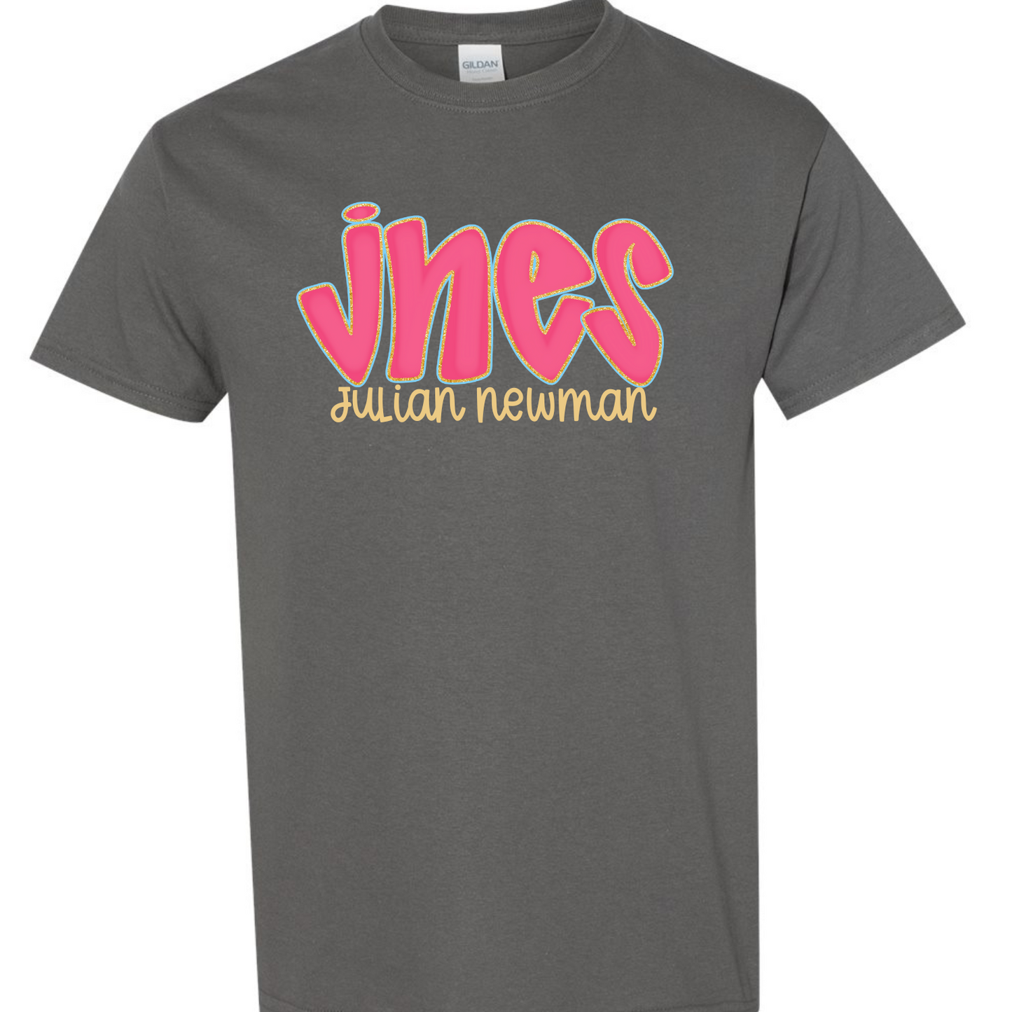 JNES Hot Pink Doodle Letters Short Sleeve Tees