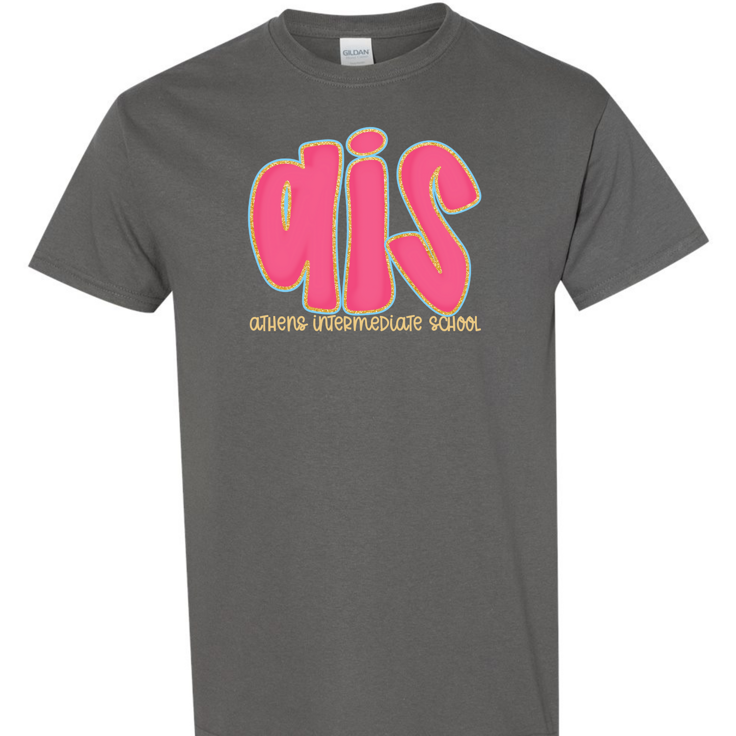 Athens Intermediate Hot Pink Doodle Letters Short Sleeve Tees