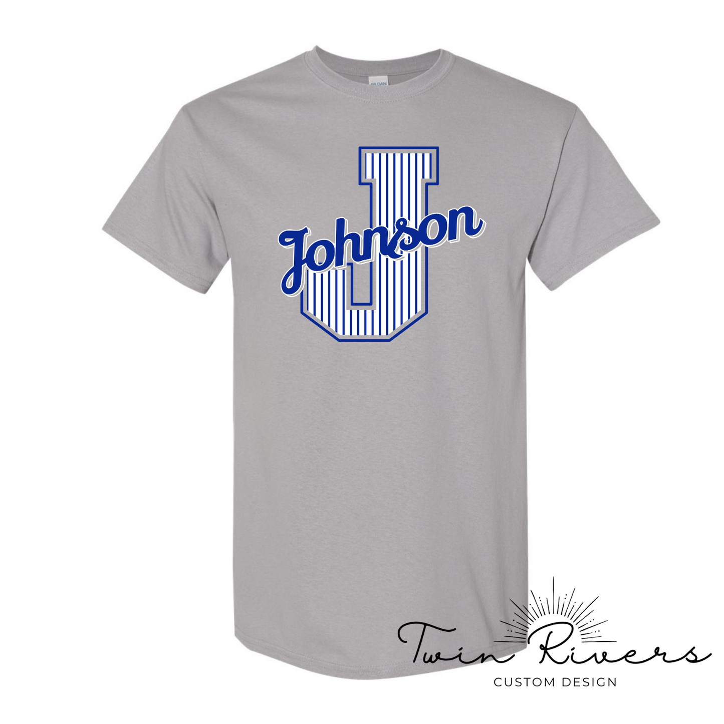 Johnson Striped Varsity Letter Tees