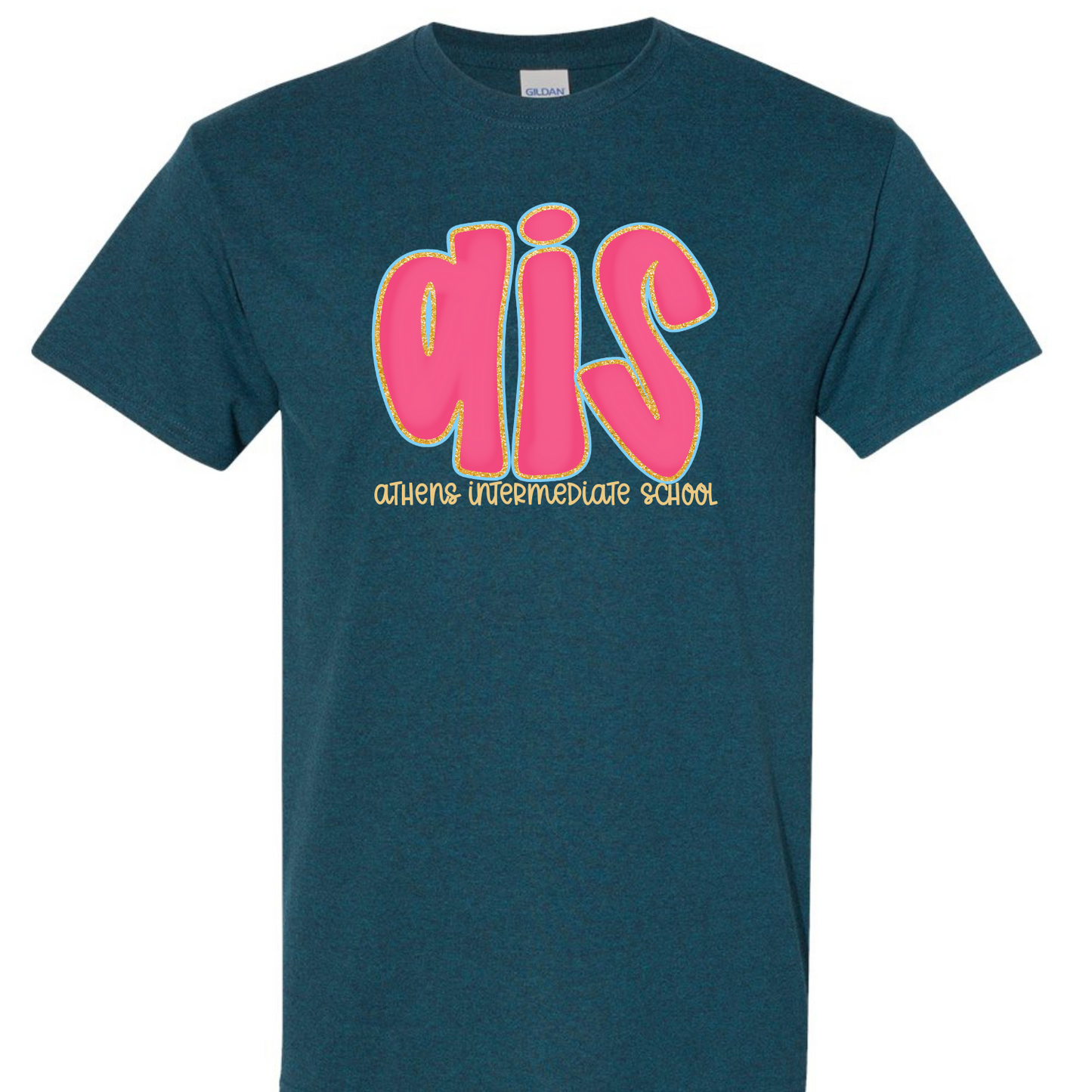 Athens Intermediate Hot Pink Doodle Letters Short Sleeve Tees