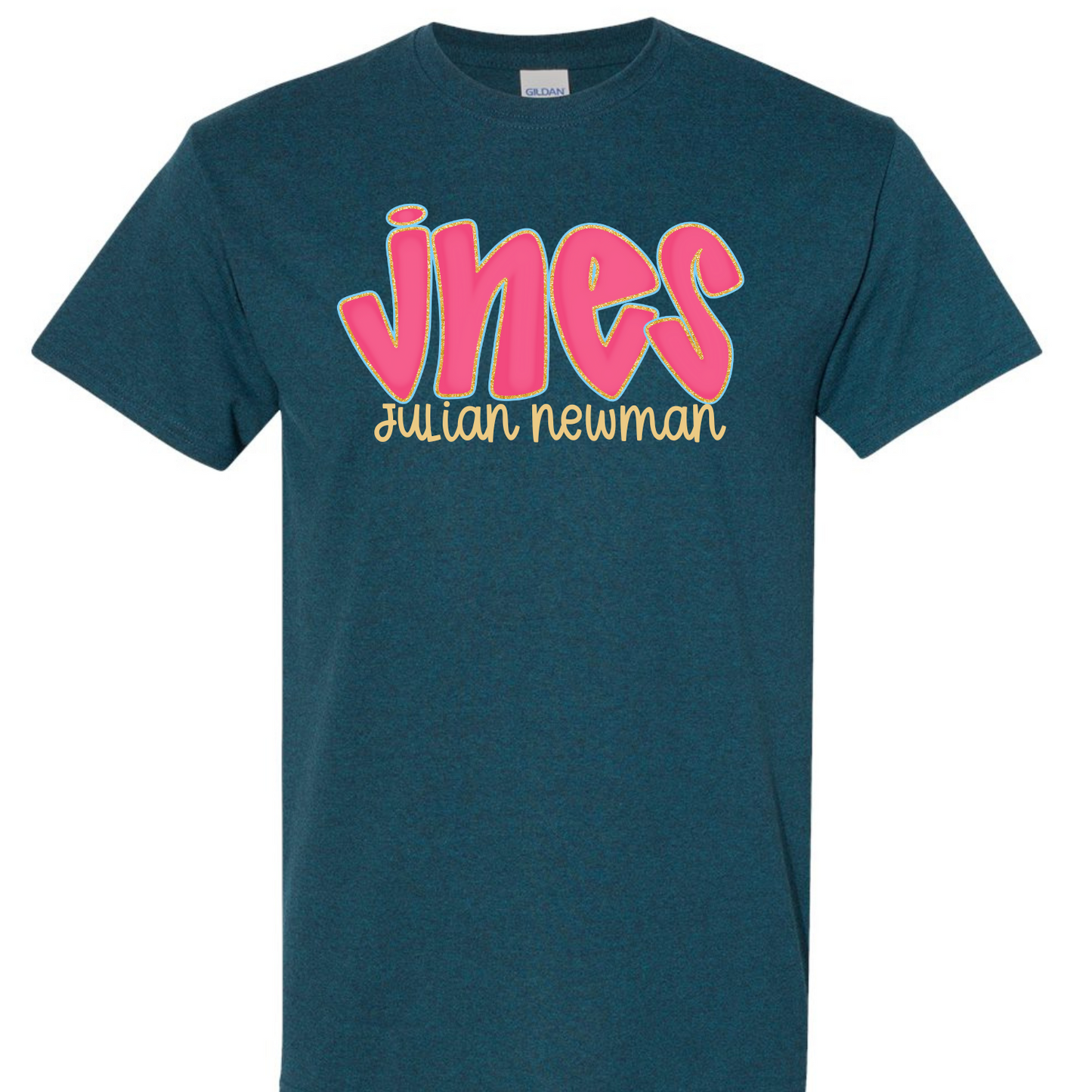 JNES Hot Pink Doodle Letters Short Sleeve Tees