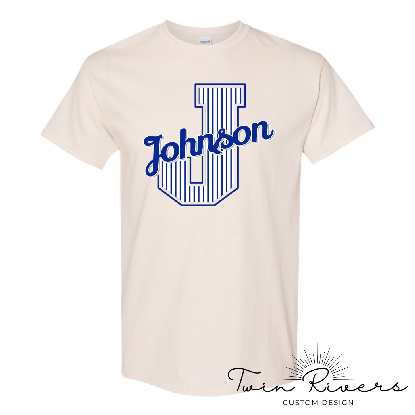 Johnson Striped Varsity Letter Tees