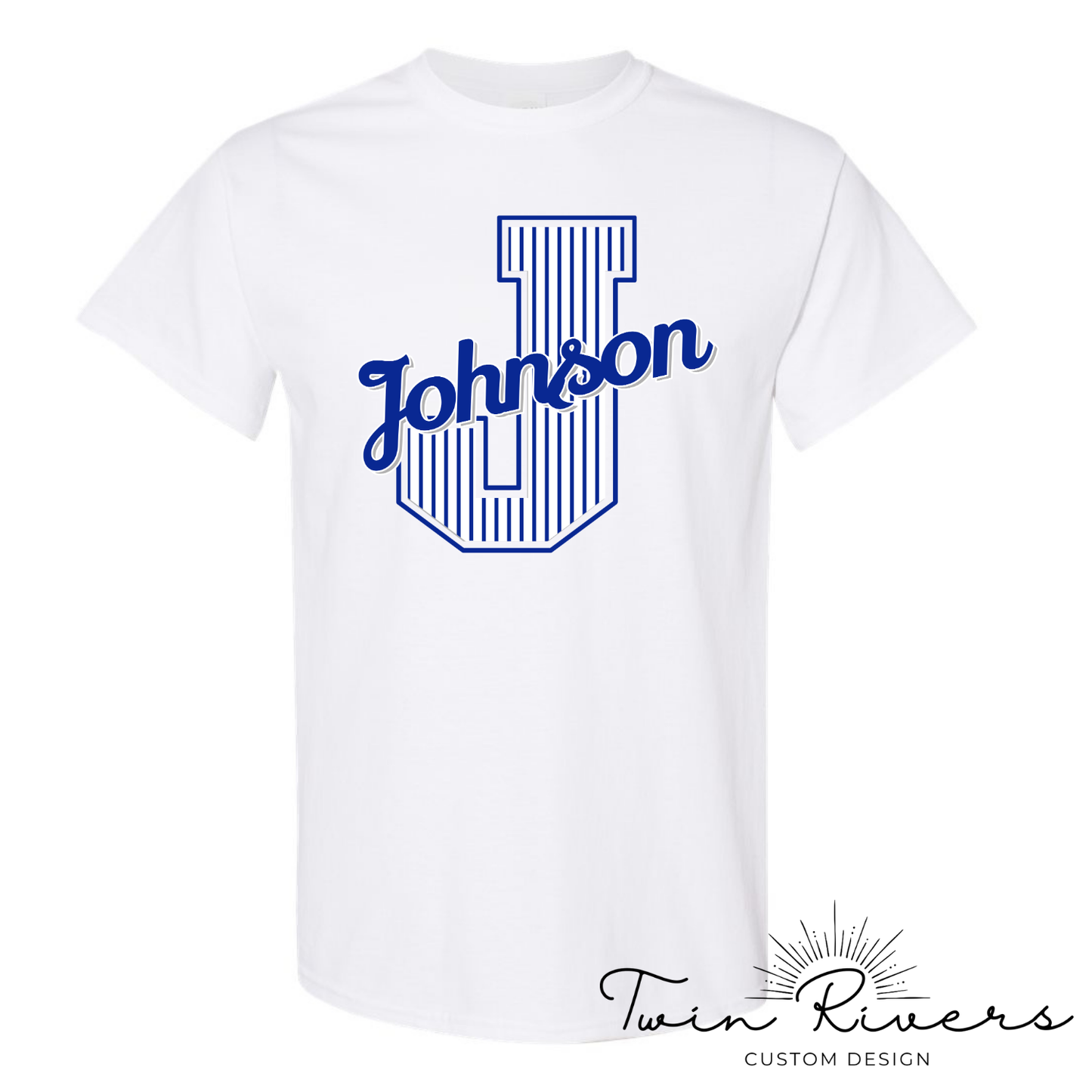 Johnson Striped Varsity Letter Tees