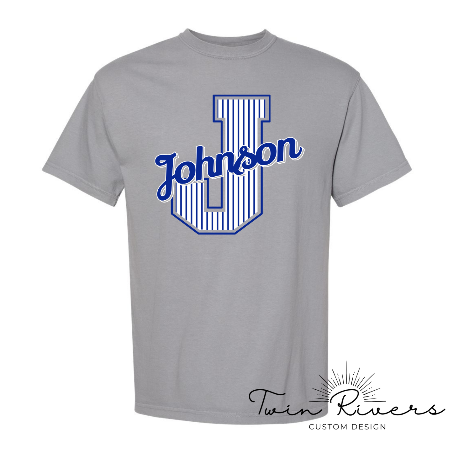 Johnson Striped Varsity Letter Tees