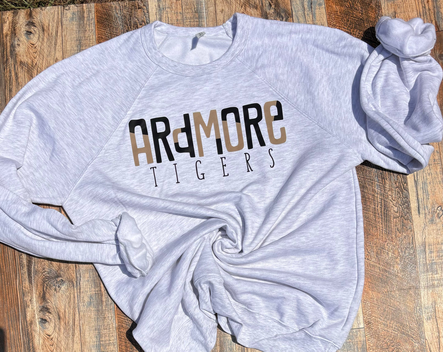 Ardmore Tigers Color Block - Bella Canvas Ash Gray Sponge Fleece