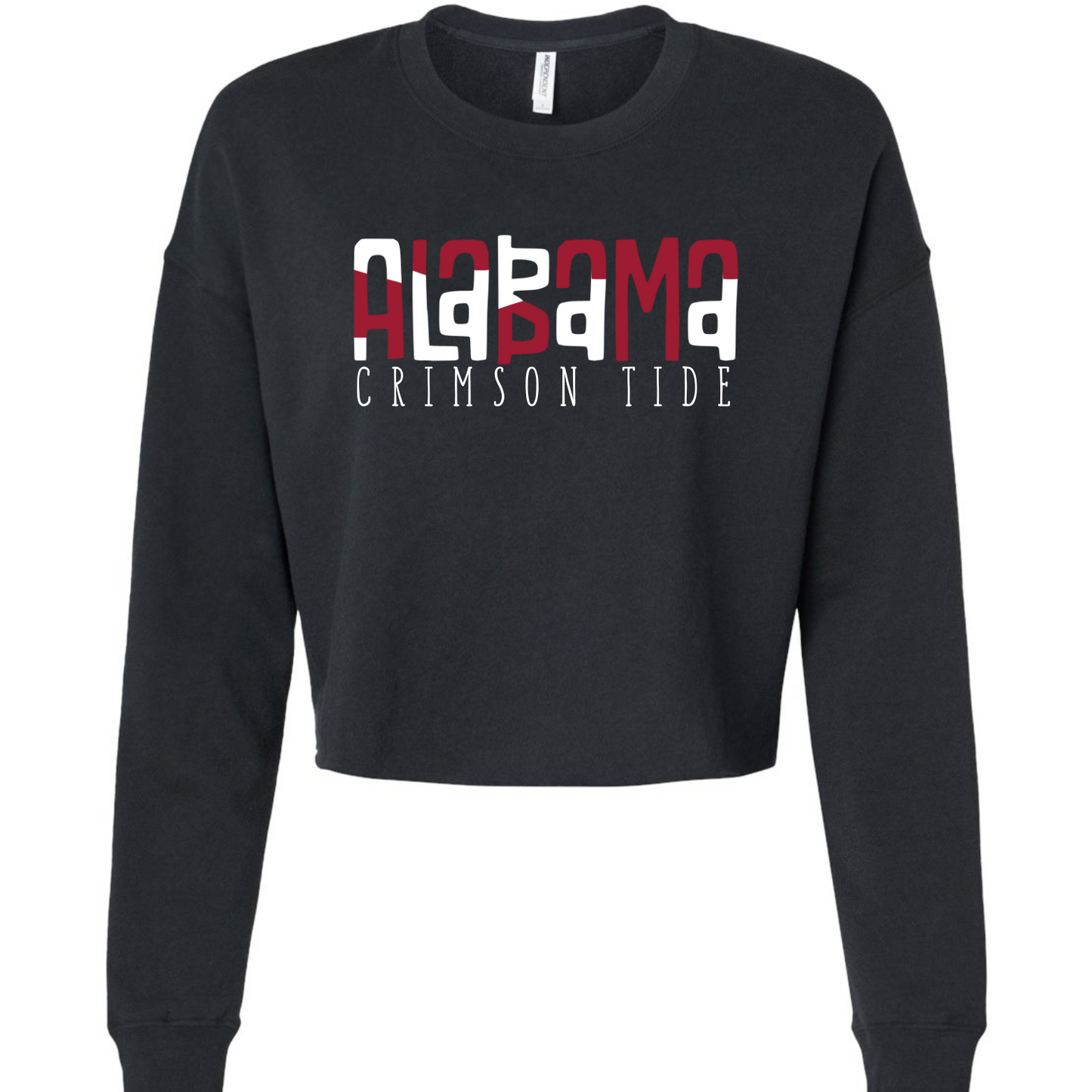 Alabama Crimson Tide - Black American Apparel Cropped Lightweight Sweatshirt