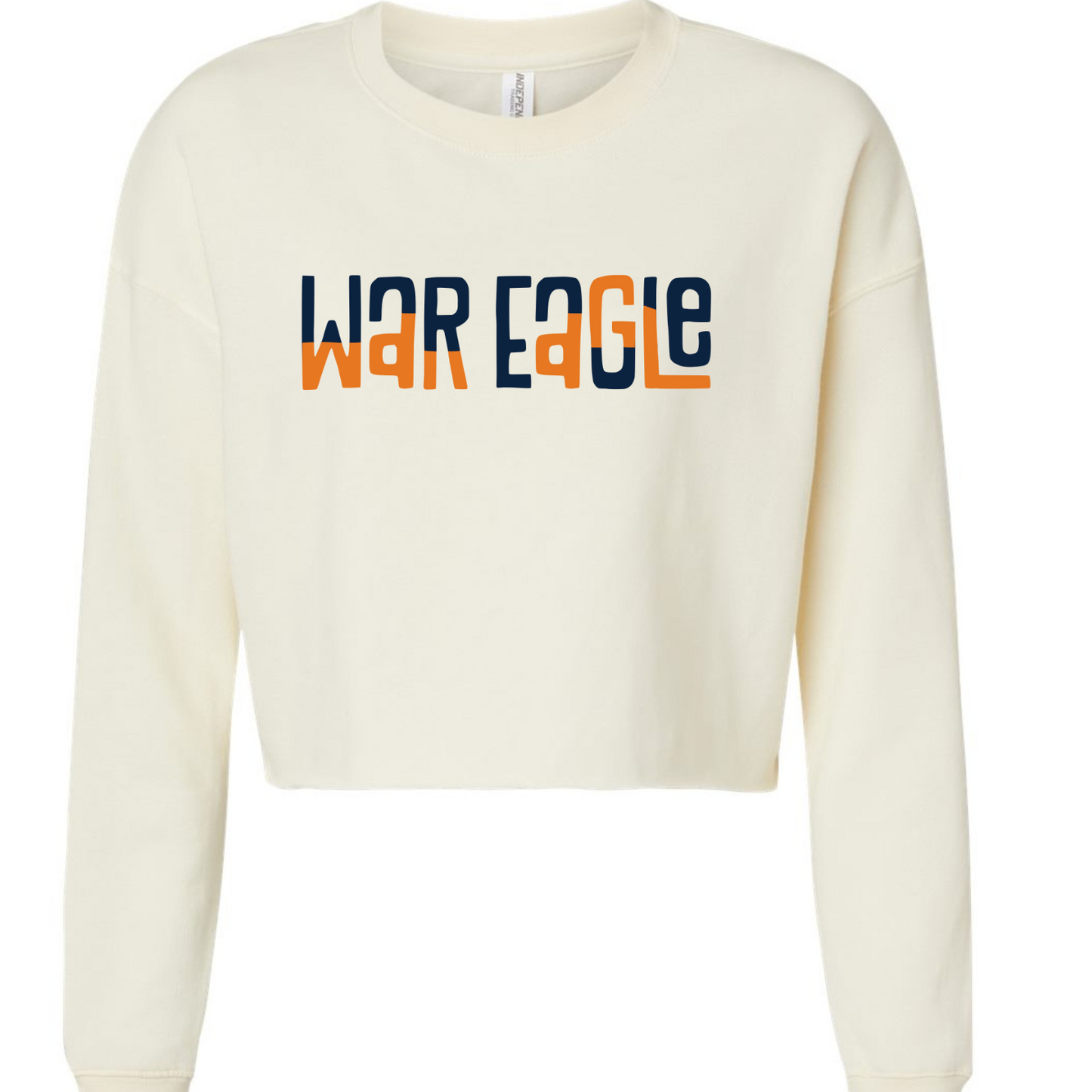 War Eagle Color Block - Ivory Cropped Lightweight Sweatshirt