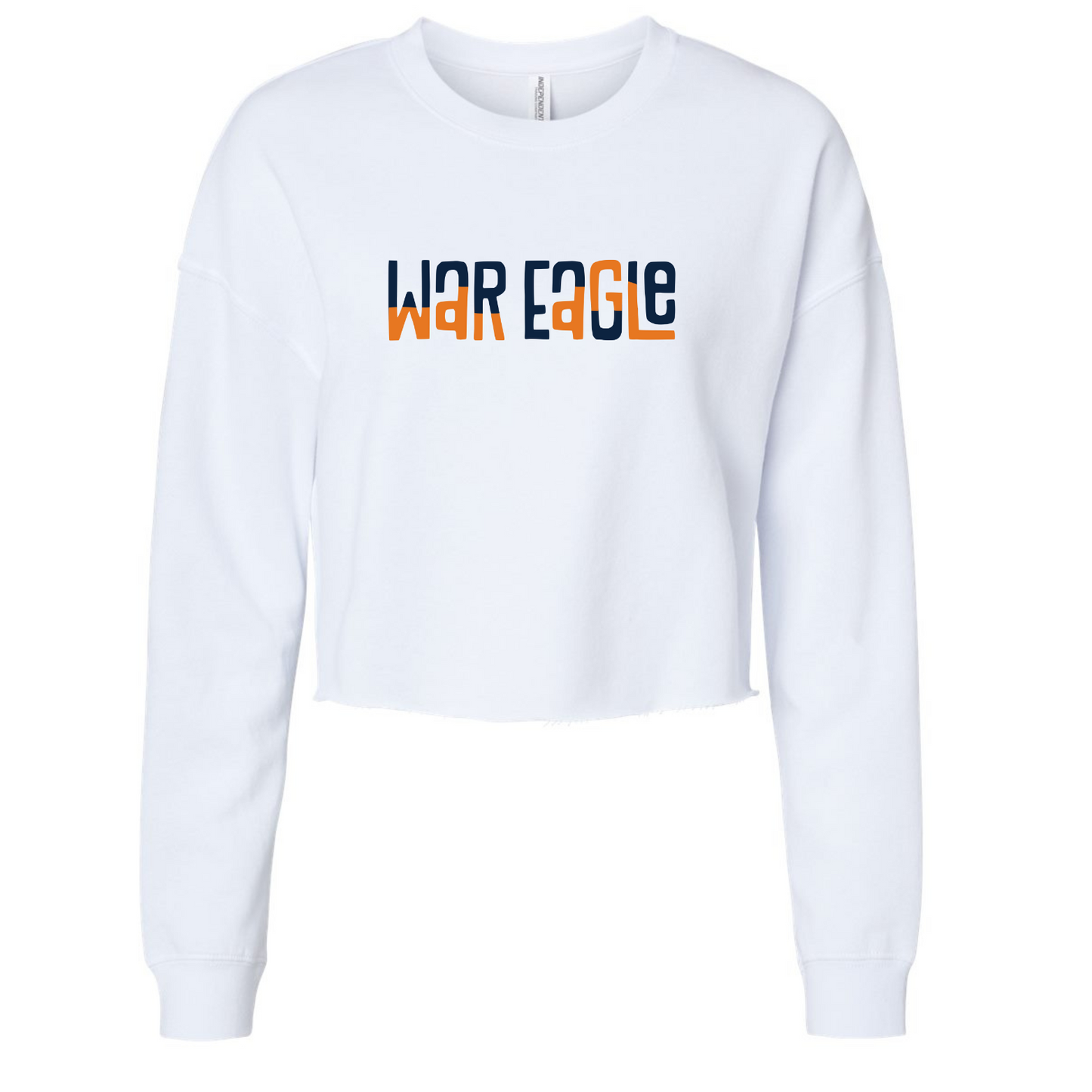 War Eagle Color Block - White Cropped Lightweight Sweatshirt