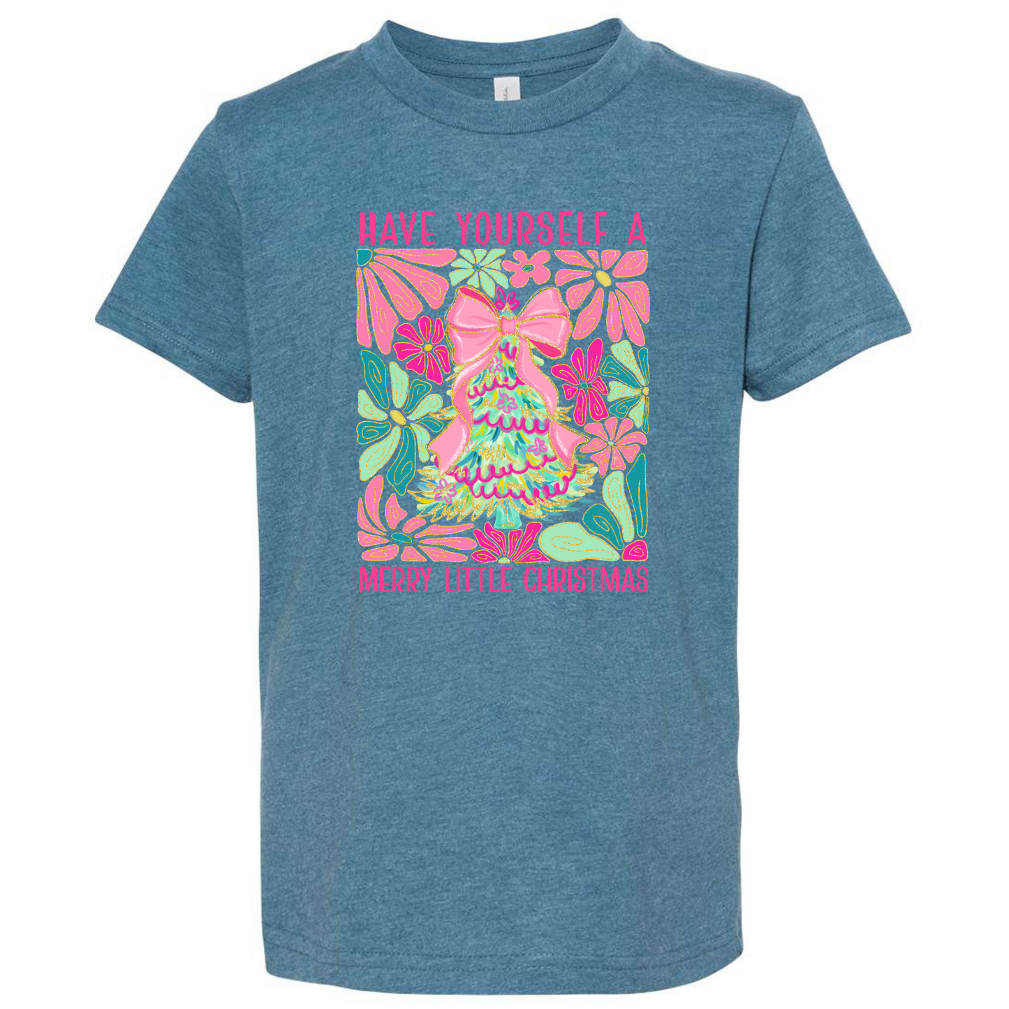 Have Yourself a Merry Little Christmas - Bella Canvas Heather Deep Teal Short Sleeve