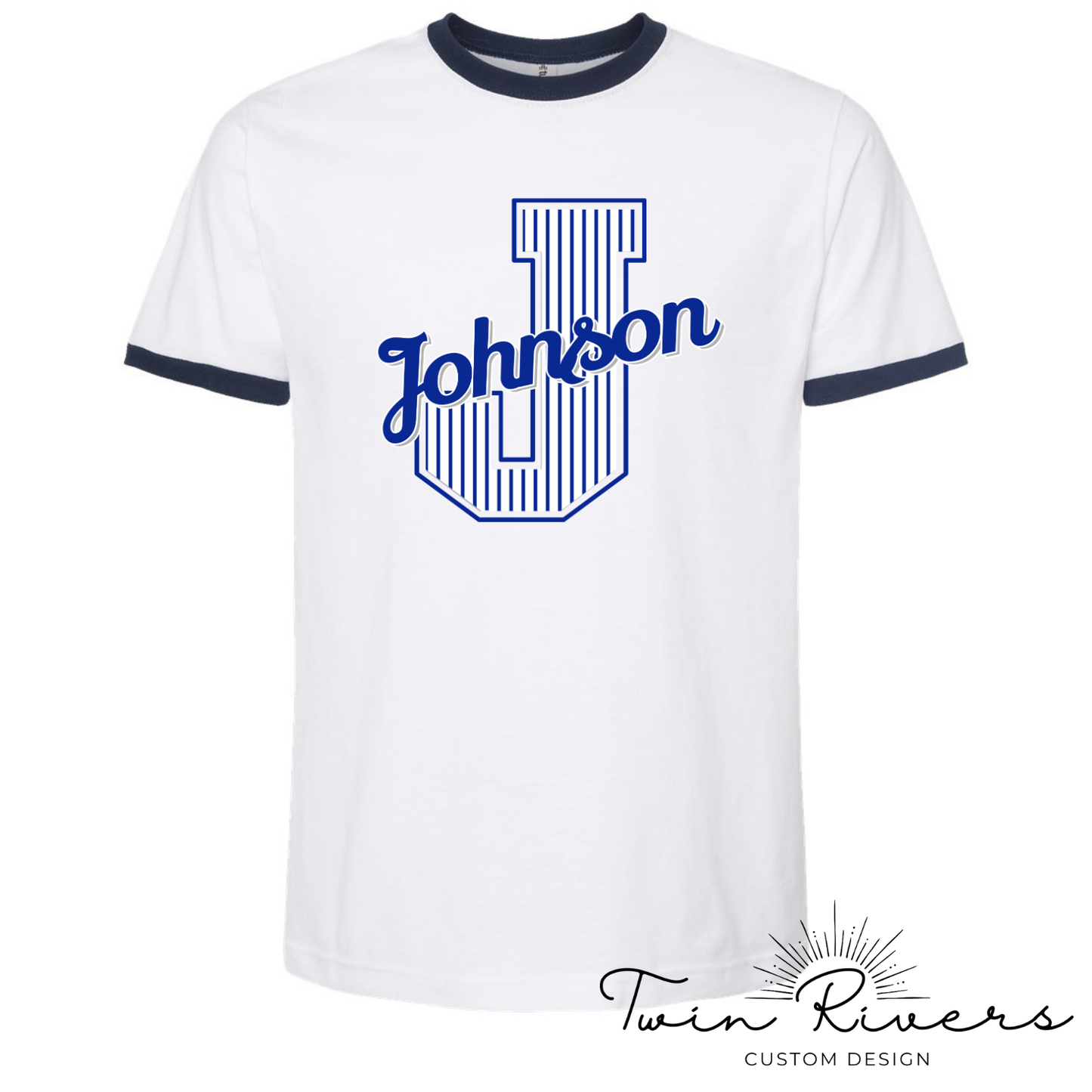 Johnson Striped Varsity Letter Vintage Tees