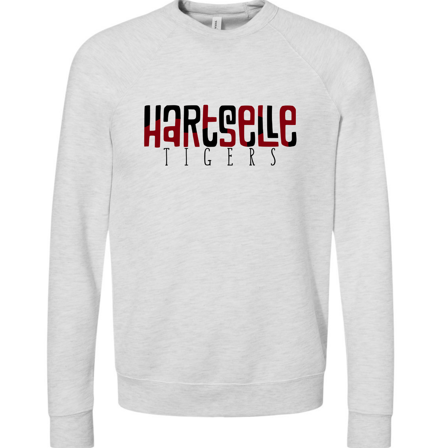 Hartselle Tigers Color Block - Bella Canvas Ash Gray Sponge Fleece