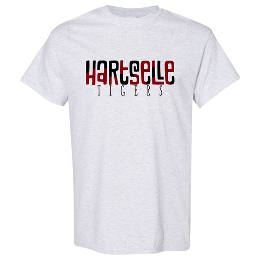 Hartselle Tigers  Color Block - Gildan Ash Gray Short Sleeve