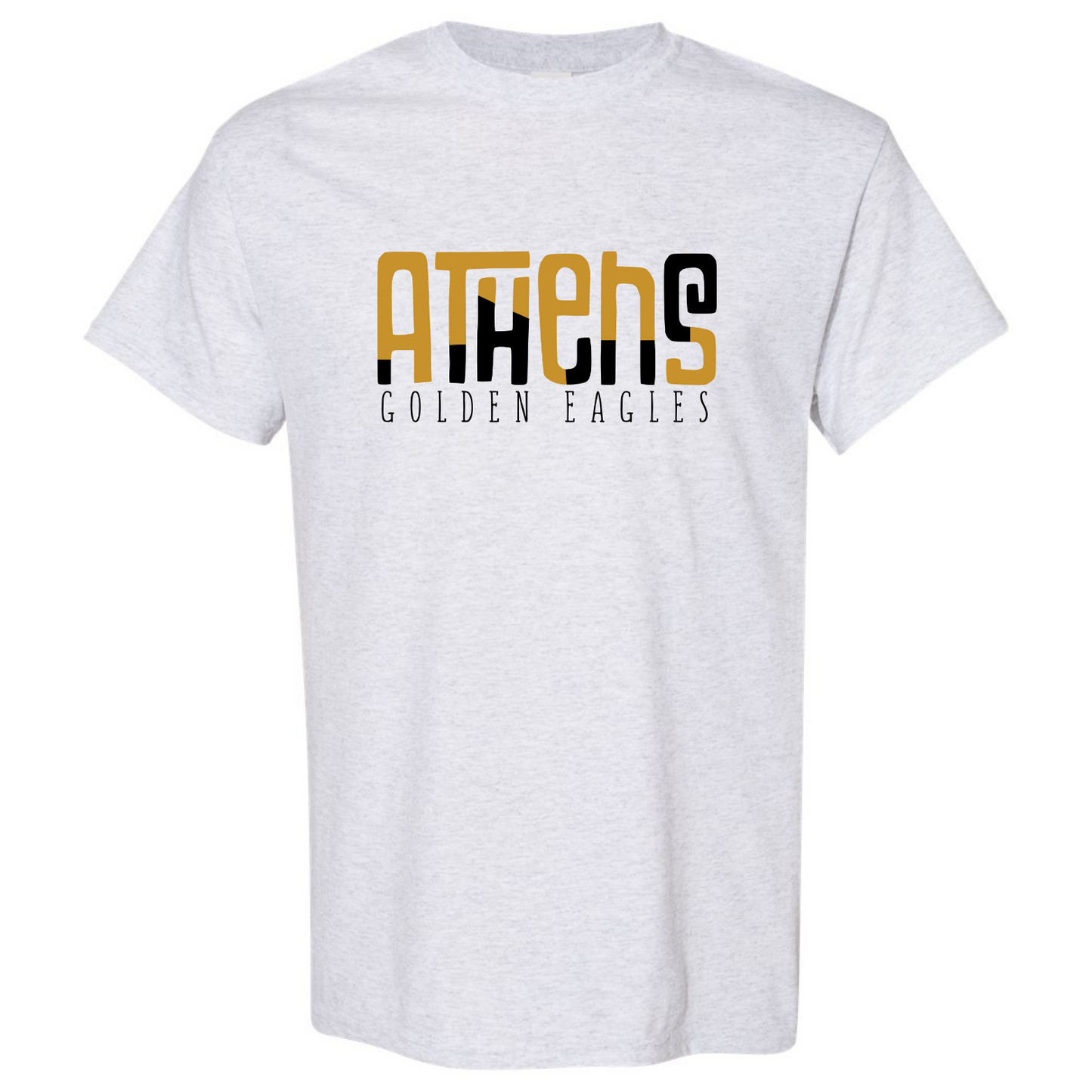 Athens Golden Eagles Color Block - Gildan Ash Gray Short Sleeve