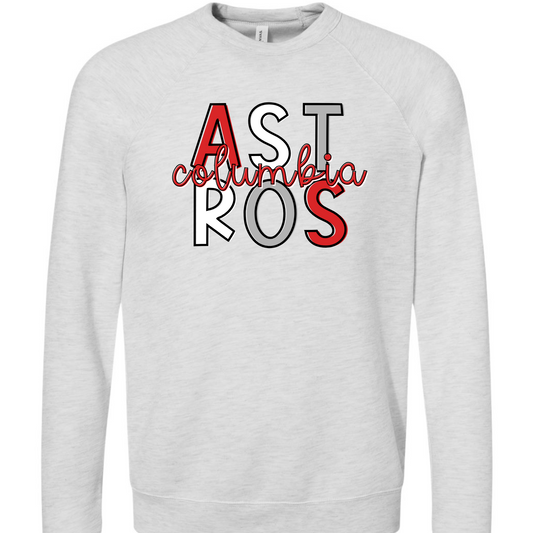 Columbia Elementary Highlighter ASTROS Ash Gray Bella Canvas 3901 Sweatshirt
