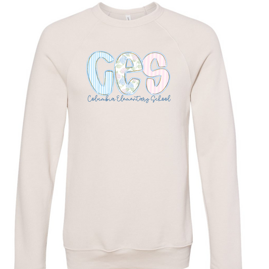 Columbia Elementary Floral CES Heather Dust Bella Canvas 3901 Sweatshirt