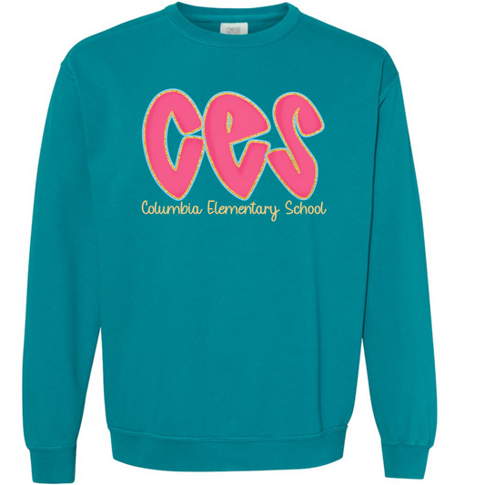 Columbia Elementary Hot Pink Doodle Letters Topaz Blue Comfort Colors 1566