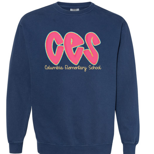 Columbia Elementary Hot Pink Doodle Letters True Navy Comfort Colors 1566