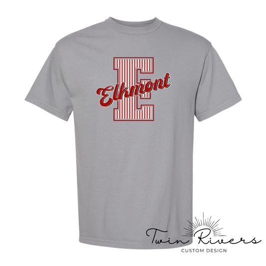 Elkmont Striped Varsity Letter Tees
