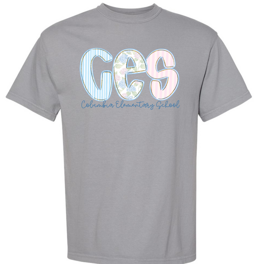 Columbia Elementary Floral CES Granite Comfort Colors Tee 1717