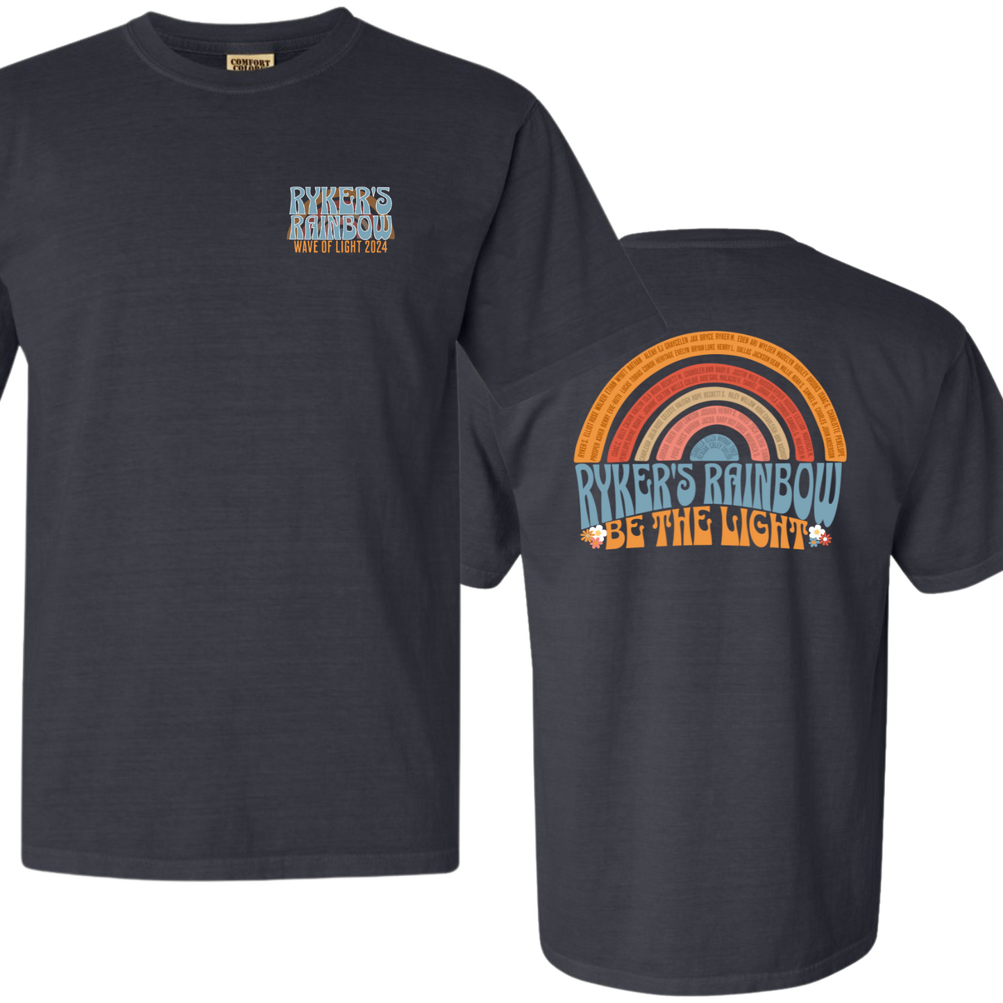 Ryker's Rainbow Wave of Light 2024 Comfort Color Graphite Tee