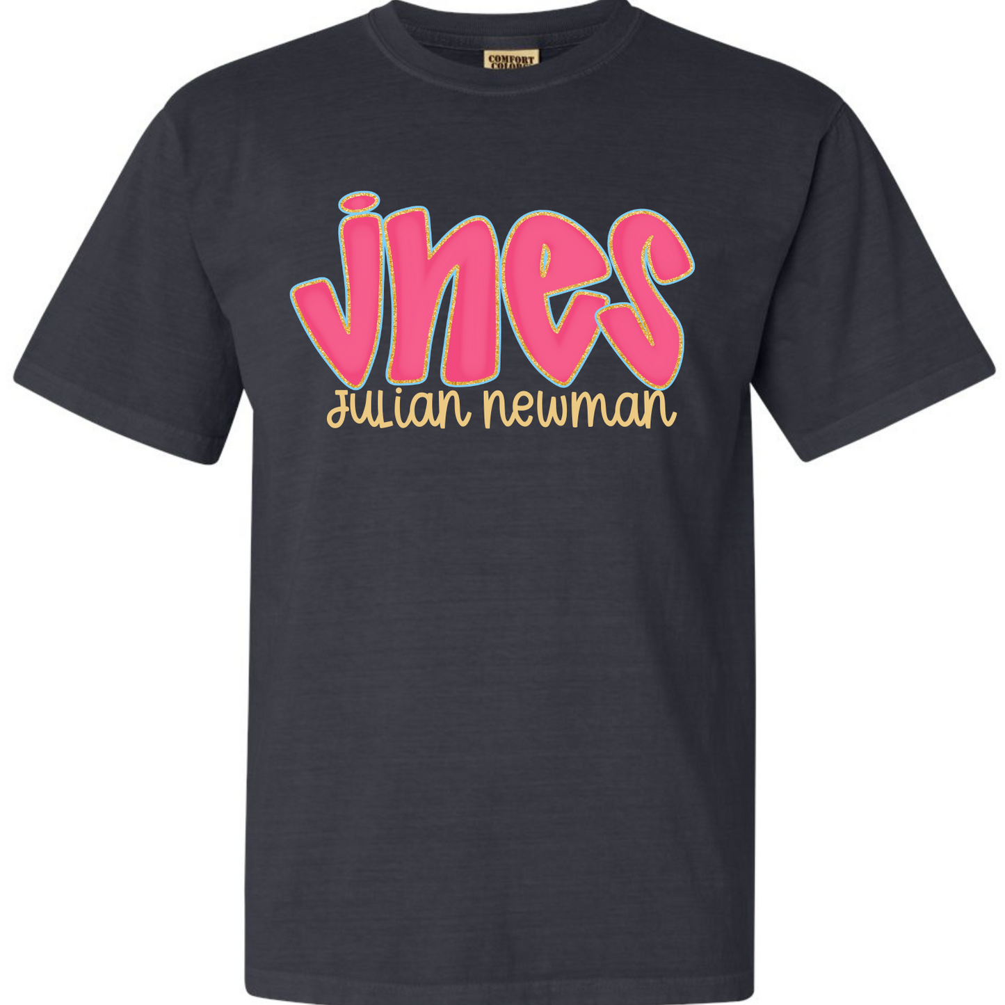 JNES Hot Pink Doodle Letters Short Sleeve Tees