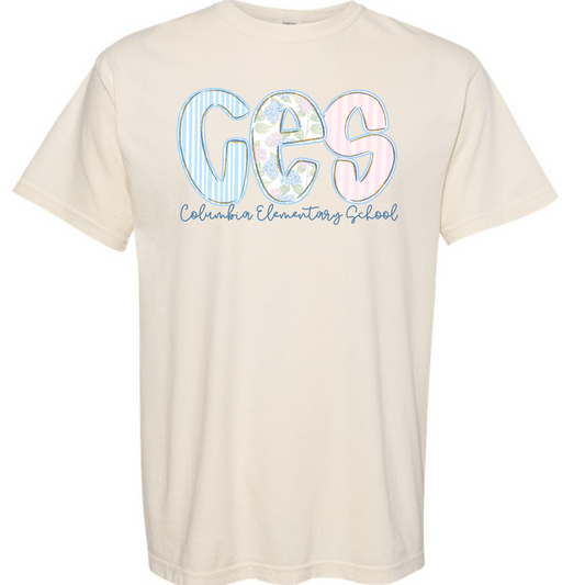 Columbia Elementary Floral CES Ivory Comfort Colors Tee 1717