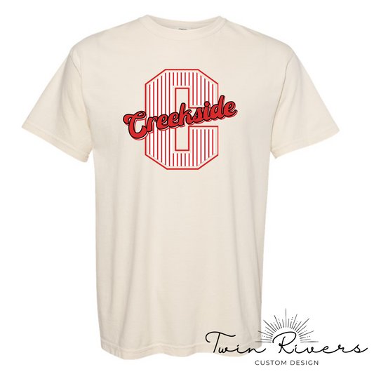 Creekside Varsity Striped Letter Tees
