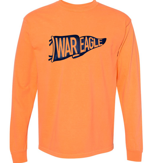 War Eagle Pennant - Comfort Color Long Sleeve Burnt Orange
