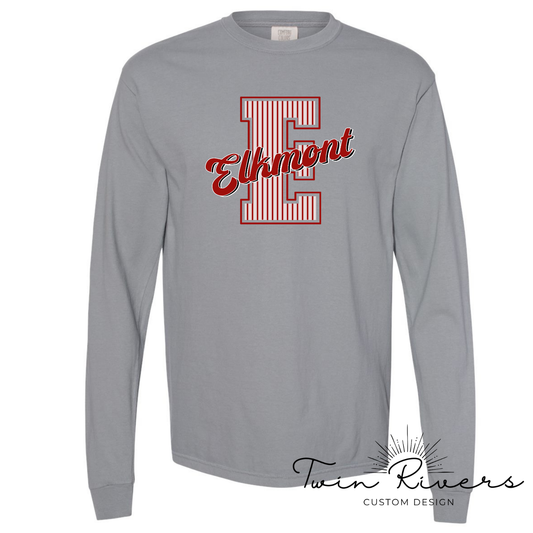 Elkmont Striped Varsity Letter Long Sleeve